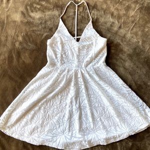 👗 Express white crocheted T-back midi dress